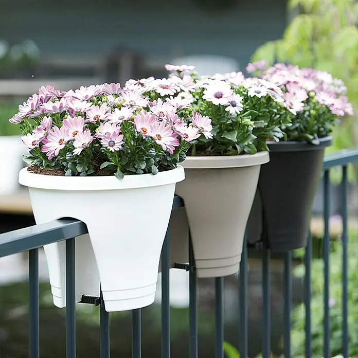 Elho Corsica Tegla za cvijeće za balkonsku ogradu Corsica Flower Bridge - Vanjska dimenzija (ø x V): 30 x 24 cm, Plastika, Bijele boje - Pogled sprijeda