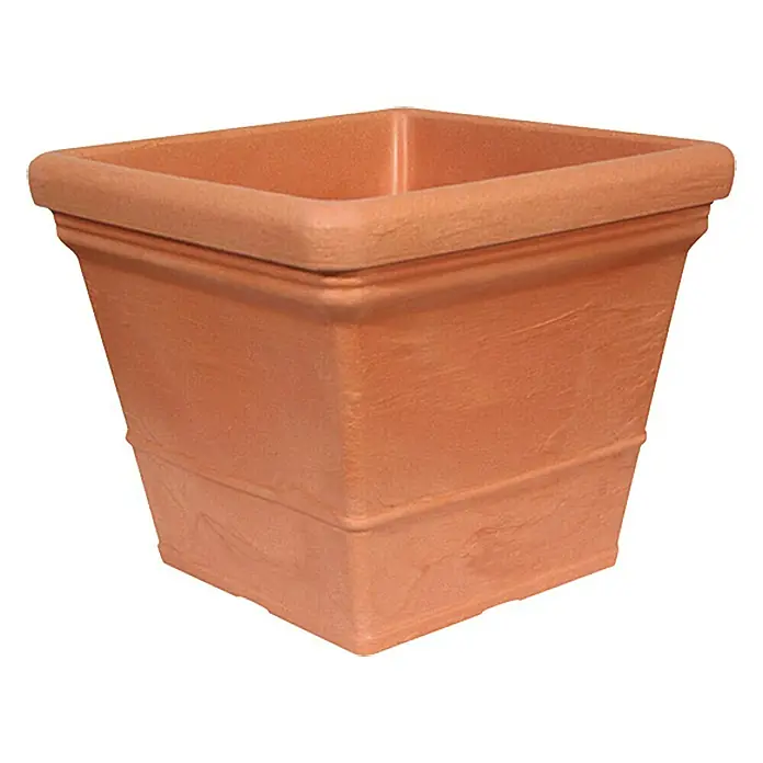 Geli Pflanzkübel eckig Parma - Außenmaß (L x B x H): 50 x 50 x 43 cm, Kunststoff, Terracotta - Vorderansicht