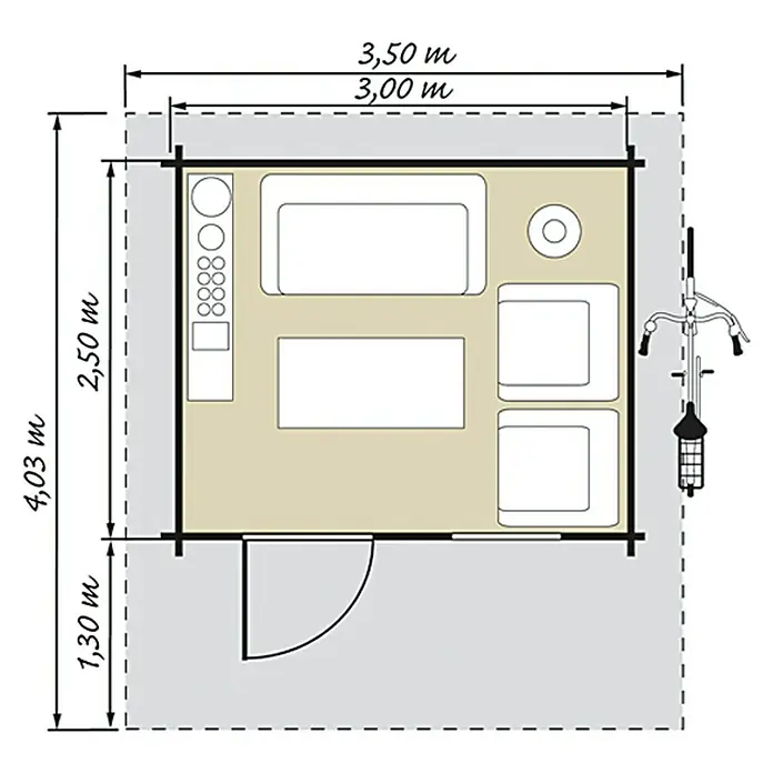 Drvena vrtna kućica Stockholm - Drvo, Baza: 7,5 m², Debljina stijenke: 28 mm
