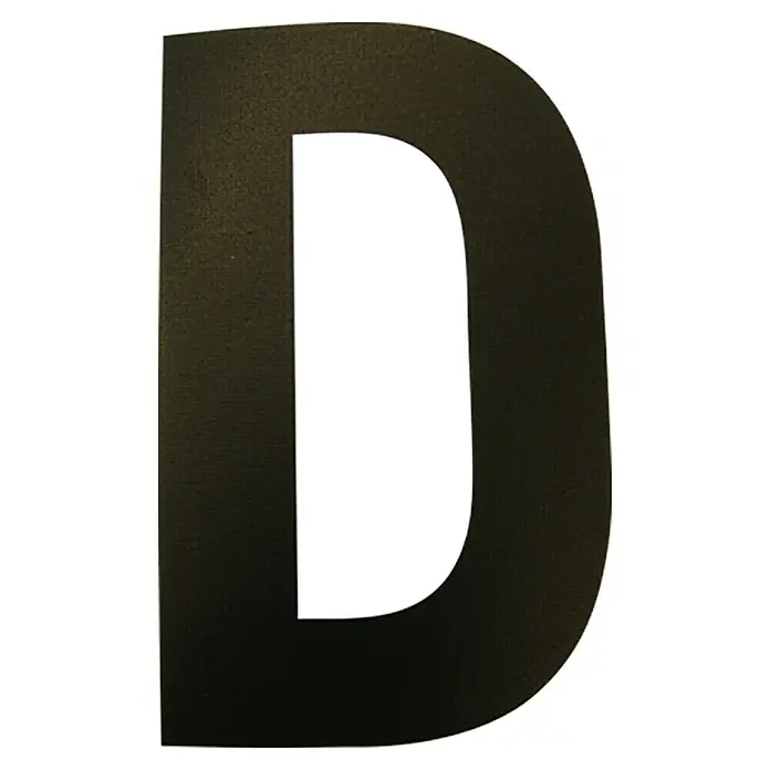 Folienzeichen - Buchstabe D, 10 cm, PVC, Schwarz - Ansicht von oben