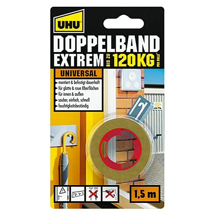 UHU Doppelband Universal Extrem - 1,5 m x 19 mm - Vorderansicht