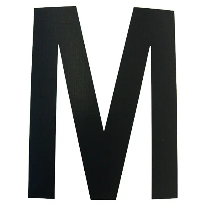 Folienzeichen - Buchstabe M, 10 cm, PVC, Schwarz - Ansicht von oben