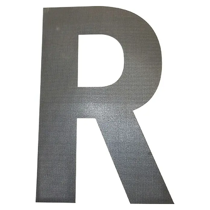 Folienzeichen - Buchstabe R, 10 cm, PVC, Schwarz - Ansicht von oben