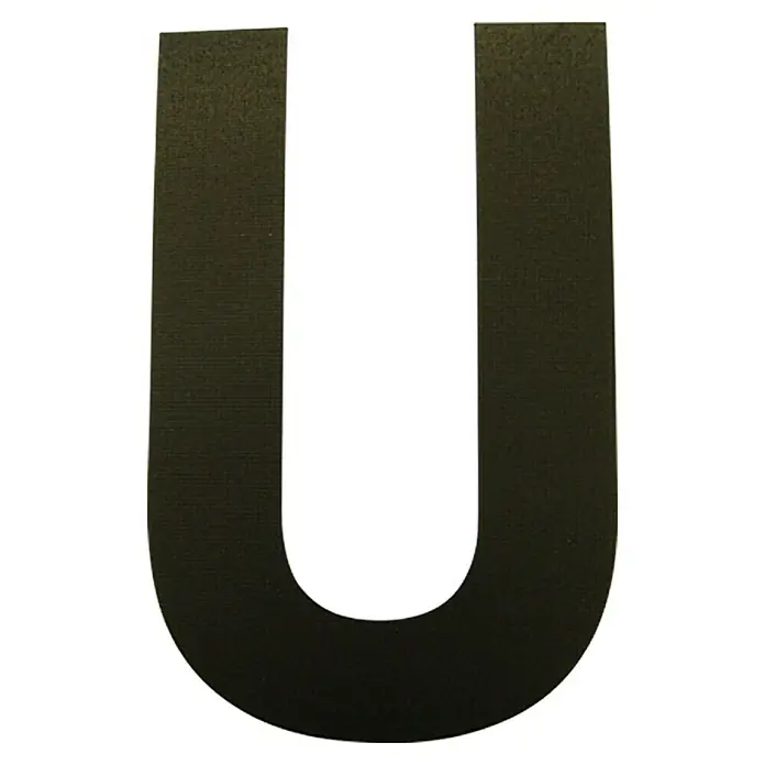 Folienzeichen - Buchstabe U, 10 cm, PVC, Schwarz - Ansicht von oben
