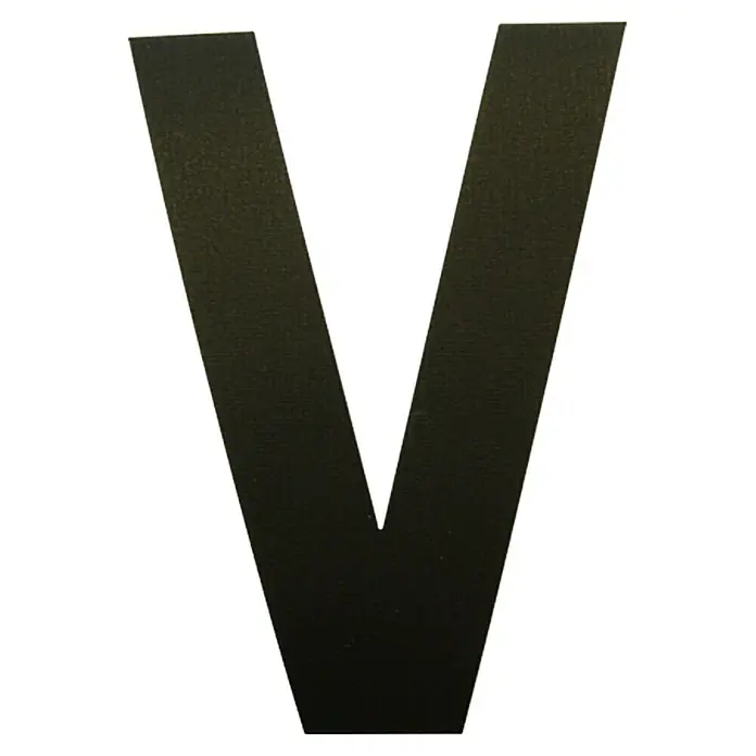 Folienzeichen - Buchstabe V, 10 cm, PVC, Schwarz - Ansicht von oben