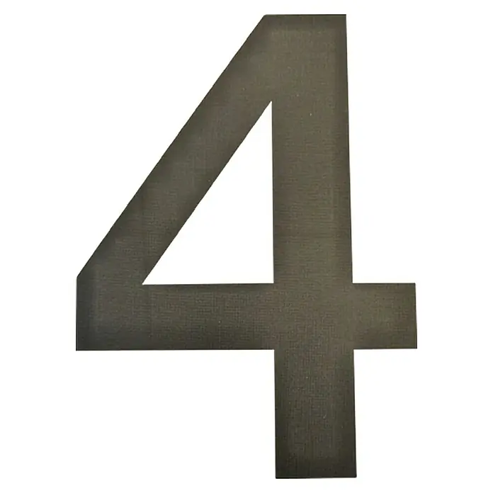 Folienzeichen - Zahl 4, 10 cm, PVC, Schwarz - Ansicht von oben