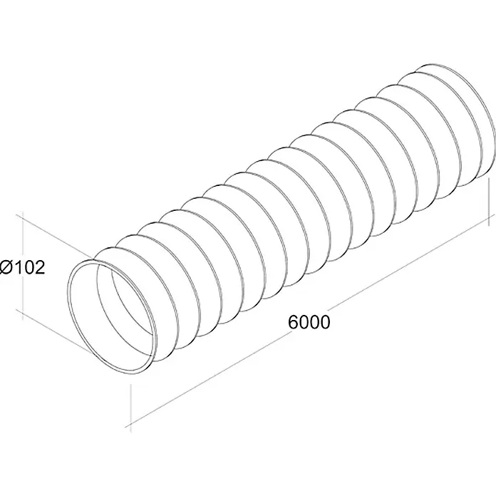 Air-Circle PVC savitljiva ventilacijska cijev - Ø x D: 100 mm x 6 m, Maksimalni protok zraka: 300 m³/h - Pogled s lijeve strane