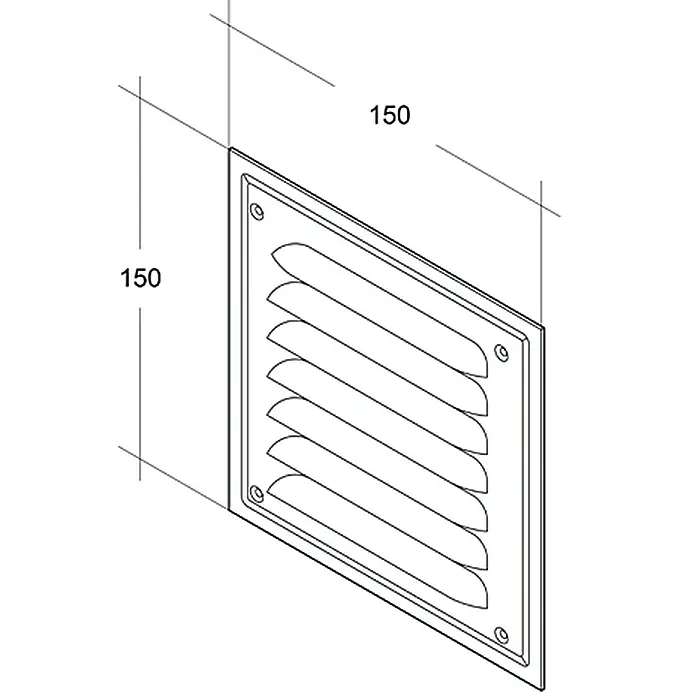 Air-Circle Metalna rešetka za ventilaciju - Aluminij, Š x V: 15 x 15 cm - Pogled s lijeve strane