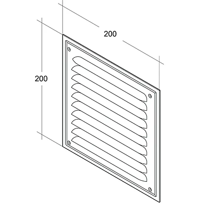 Air-Circle Metalna rešetka za ventilaciju - Aluminij, Š x V: 20 x 20 cm - Pogled s lijeve strane