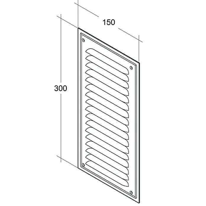 Air-Circle Metalna rešetka za ventilaciju - Aluminij, Š x V: 15 x 30 cm - Pogled s lijeve strane