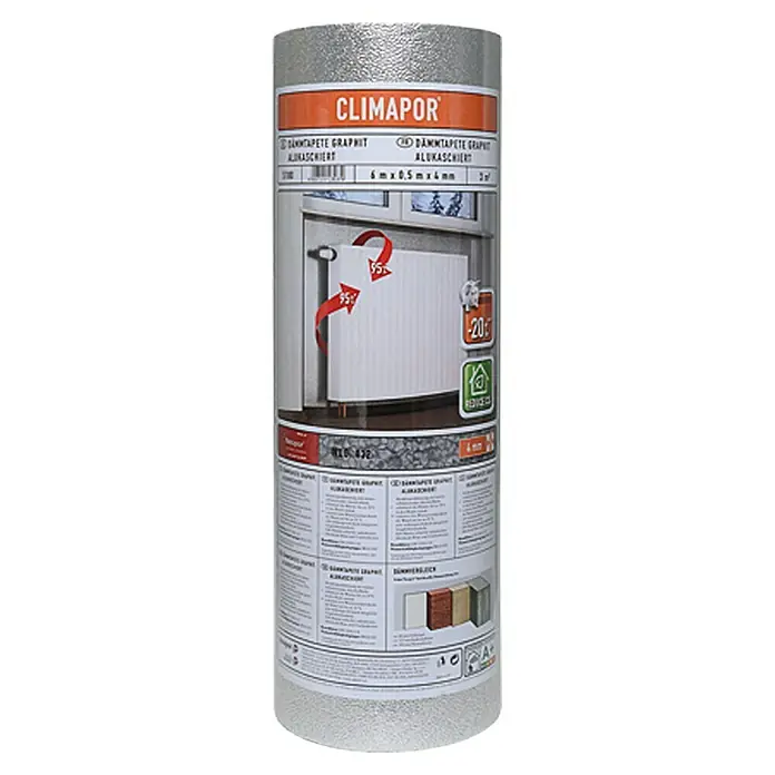 Climapor Izolacijska tapeta Graphit - Pokrov: Aluminij, Sadržaj je dovoljan za: 3 m², Visina: 4 mm - Pogled sprijeda