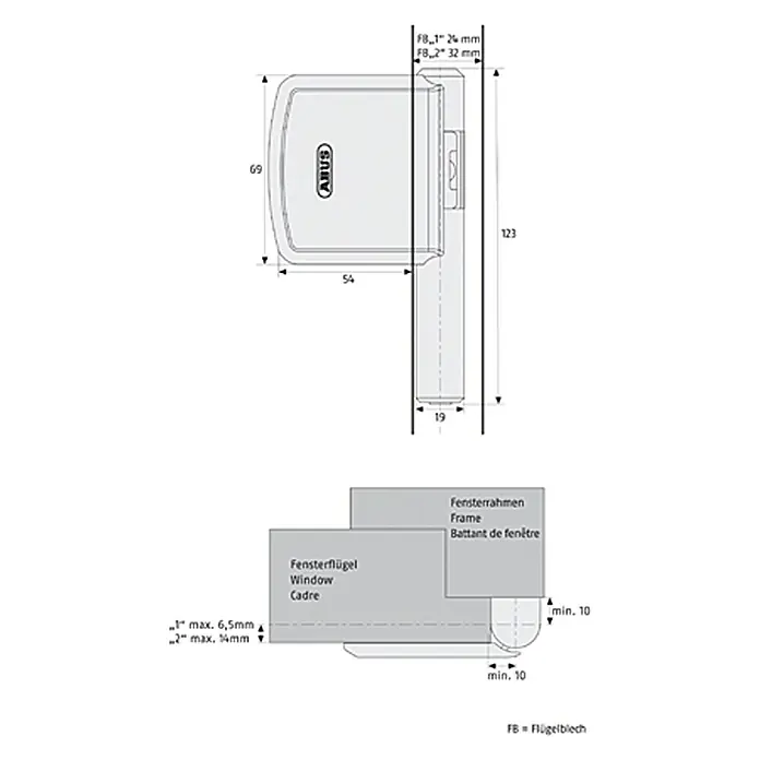 Abus Scharnierseitensicherung FAS101 - Weiß - Vorderansicht