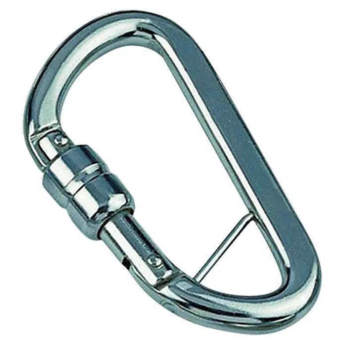 Karabinerhaken mit Springverschluss und Steg - Ø x L: 10 x 100 mm, Bruchlast: 1.180 kg, Edelstahl, A4 - Vorderansicht