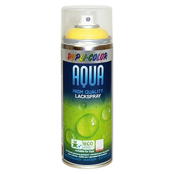 Dupli-Color Aqua Lakspray RAL 1021 Koolzaadgeel - Koolzaadgeel, Hoogglans, 350 ml - Vooraanzicht