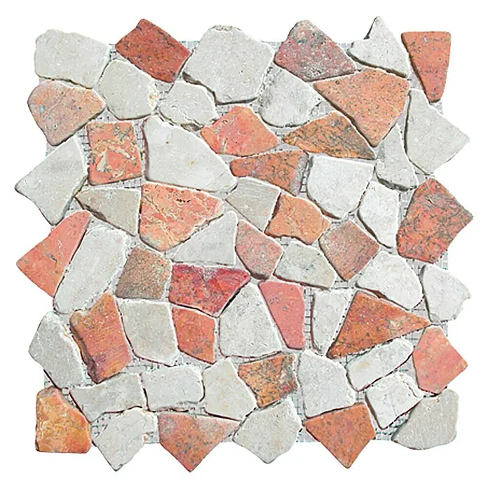 Mosaikfliese Marmor - 30 x 30 cm, Weiß/Rosa, Matt
