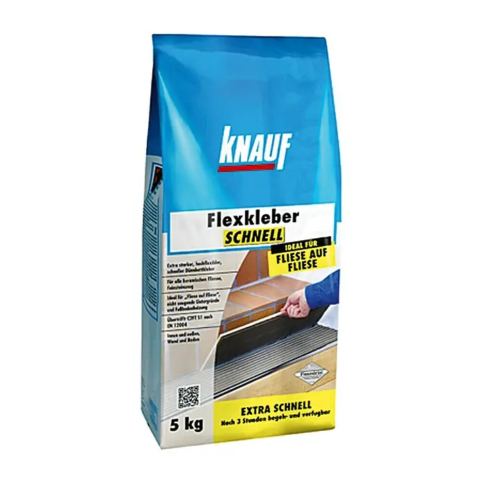 Knauf Flexkleber Schnell - 5 kg, Begehbar nach: 3 h - Vorderansicht