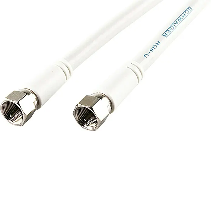 Schwaiger SAT-Anschlusskabel - 10 m, Weiß, 90 dB, F-Stecker - Vorderansicht