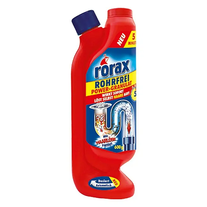 Rorax Rohrreiniger Rohrfrei Power-Granulat - 600 g, Flasche - Vorderansicht
