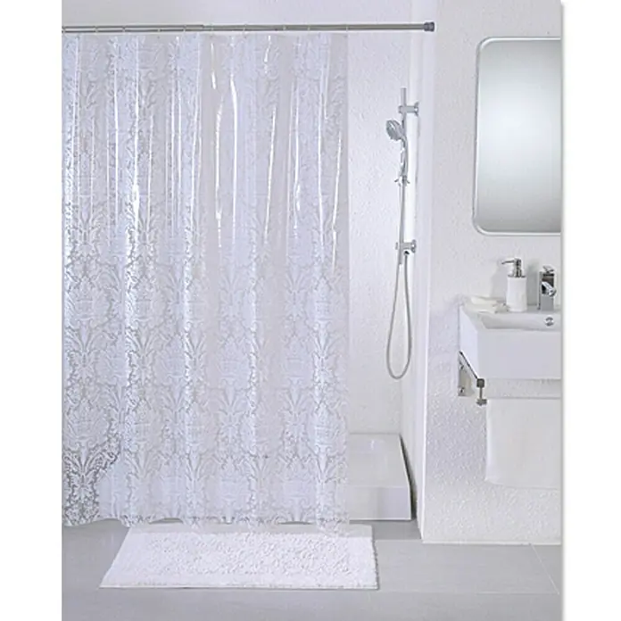 Venus Peva zavjesa za tuširanje Damask - 180 x 200 cm, Bijele boje - Pogled sprijeda
