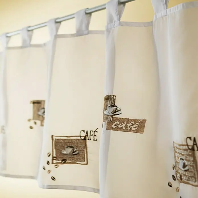 Elbersdrucke Cafehaus-Gardine Café - 140 x 48 cm, 100 % Polyester, Braun/Weiß