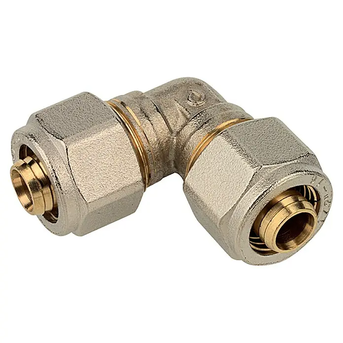 Vijčani kutnik - Promjer: 2 x 16 mm, Poniklano - Pogled sprijeda