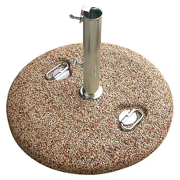 Betonski stalak od šljunka - 48 kg, Promjer: 60 cm, Bijelo-crvene boje, S drškom - Pogled sprijeda