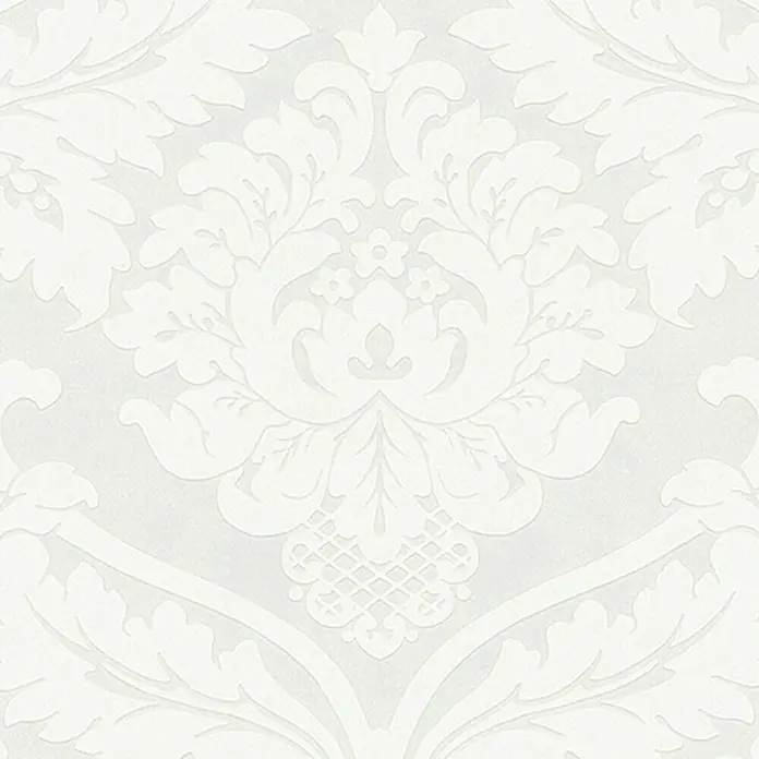 AS Creation Flis tapeta Flock - Metalik-bijela, Ukras, 10,05 x 0,53 m - Pogled sprijeda