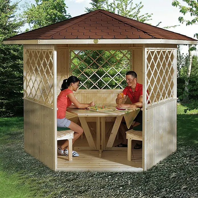 Weka Gartenpavillon Königsee - 4,29 m², Fichte - Vorderansicht