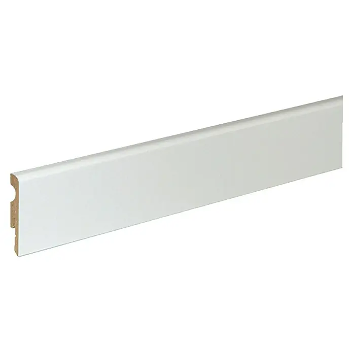 Sockelleiste FU07L - Weiß, 2,4 m x 10 mm x 58 mm - Linke Seitenansicht