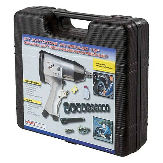 Craftomat Druckluft-Schlagschrauber-Set Kit Line - Betriebsdruck: 6 bar, Luftverbrauch: 150 l/min