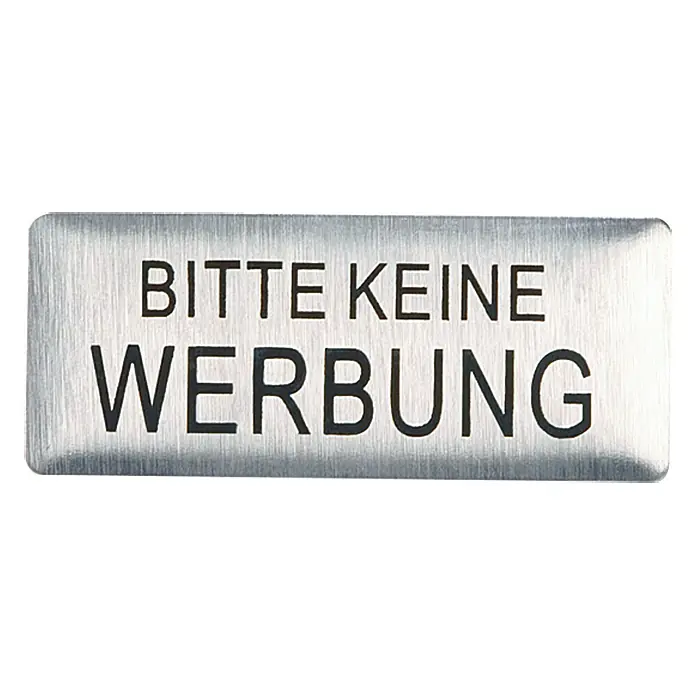 Portaferm Symbolschild - Edelstahloptik, Bitte keine Werbung