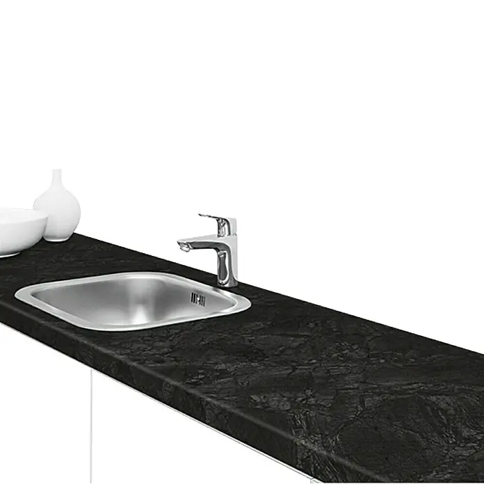 Resopal Premium Kuhinjska radna ploča po mjeri - Raja Black, Maksimalna dimenzije rezanja: 365 cm, Debljina: 3,8 cm, Širina: 60 cm - Živopisni prikaz