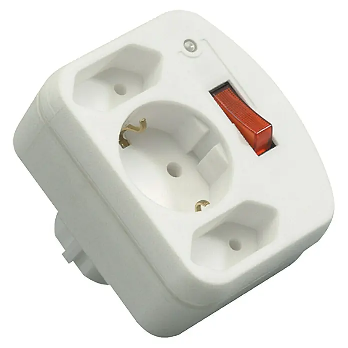 REV Euro-Adapter 2+1 - 3.500 W, 1.500 A, 250 V, Weiß - Linke Seitenansicht