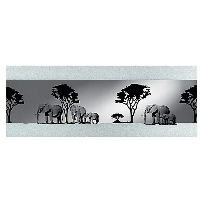 Kristall-Form Siebdruckspiegel Kenja - 140 x 50 cm, Silber/Anthrazit