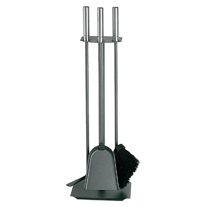Lienbacher Kamingarnitur - 3 -tlg., Mit Edelstahlgriffen, Anthrazit, Höhe: 62 cm