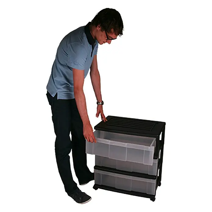 Rollcontainer - L x B x H: 60 x 41 x 69 cm, Anzahl Schubladen: 3 Stk., Kunststoff - Vorderansicht