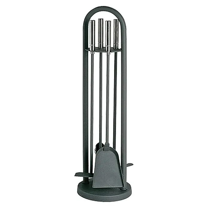 Lienbacher Garnitura za kamin - 4-dij., S ručkama od plemenitog čelika, Antracit, Visina: 70 cm