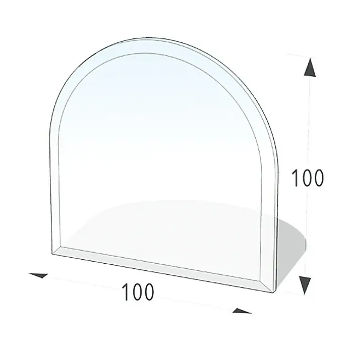 Lienbacher Stakleni podložak za kamin - 100 x 100 cm, Savijeni oblik - Pogled sprijeda