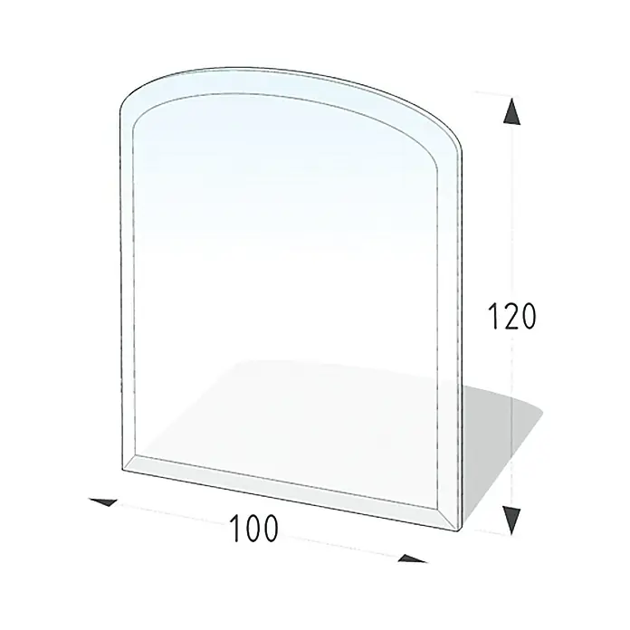 Lienbacher Glasbodenplatte Segment - 100 x 120 cm, Gebogen - Vorderansicht