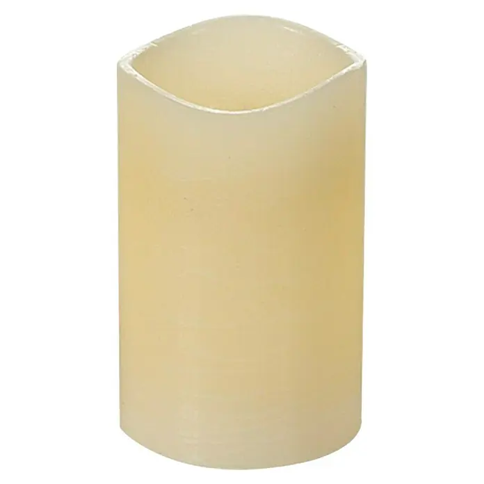 Flower Power LED-Kerze MEDIO - Creme, Höhe: 12 cm, Durchmesser: 7,5 cm, Echtwachs - Vorderansicht