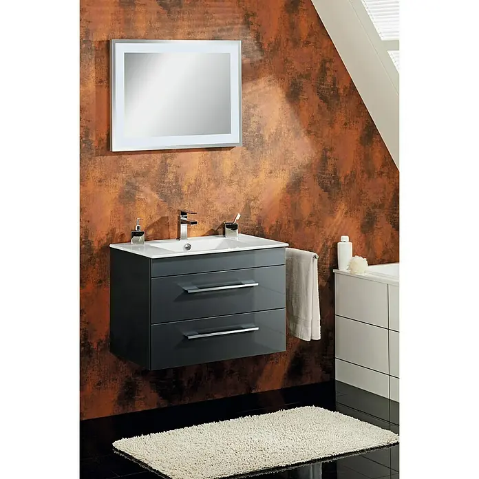 Camargue Stella Ogledalo s LED rasvjetom - 80 x 60 cm, S prekidačem za prevrtanje, S kutnim rubovima