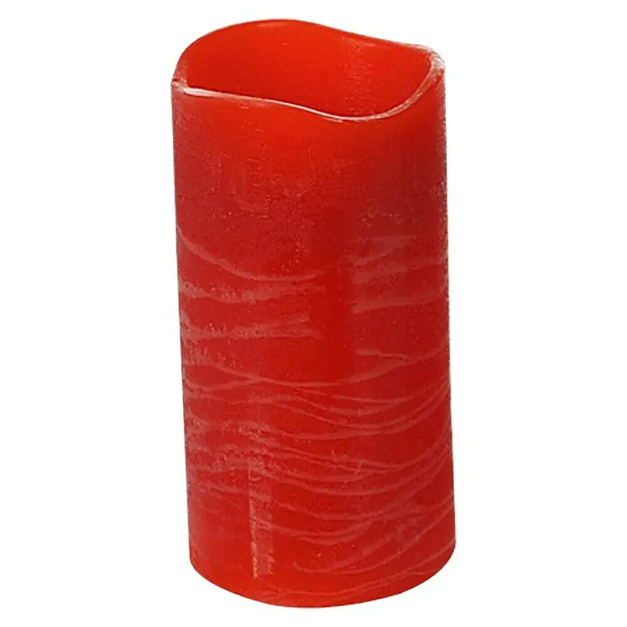 Flower Power LED-Kerze MAGNA - Rot, Höhe: 14 cm, Durchmesser: 7,5 cm, Echtwachs - Vorderansicht