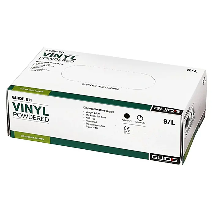 Guide Schutzhandschuhe 611 Vinyl - Konfektionsgröße: 10, 100 Stk. - Vorderansicht