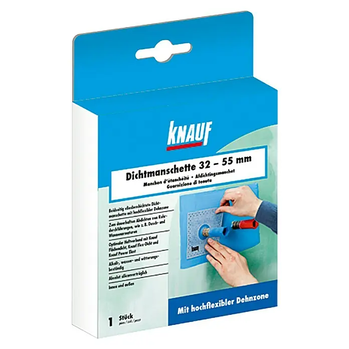 Knauf Dichtmanschette - Durchmesser Loch: 32 - 55 mm, 150 x 150 mm - Vorderansicht