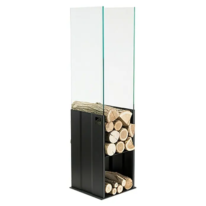 Holzkorb Elena - 30 x 30 x 112 cm, Stahl, Anthrazit - Vorderansicht