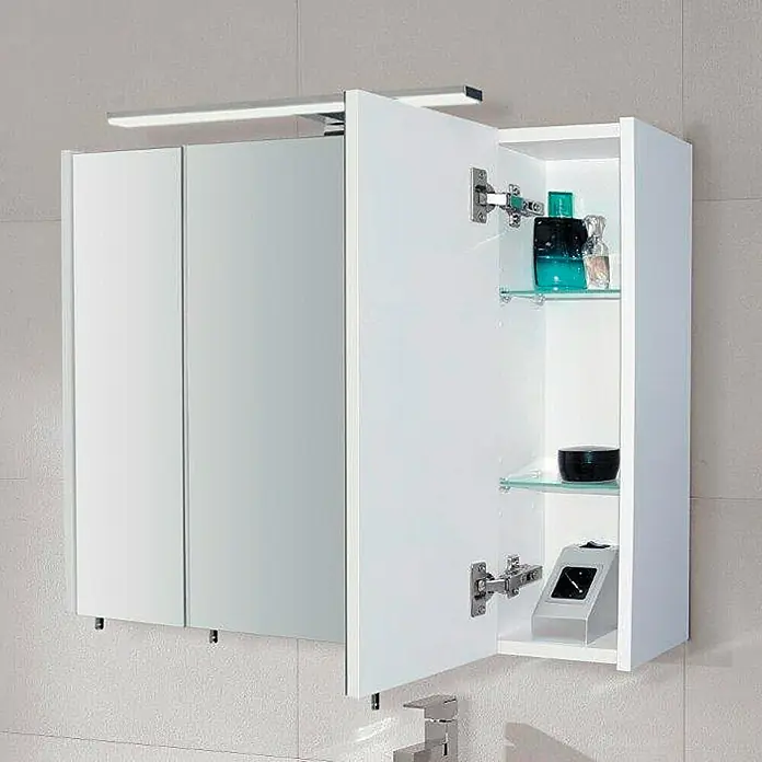 Riva Vulcano LED-Spiegelschrank - 100 x 61,8 cm, Mit Beleuchtung, Spanplatte, Weiß