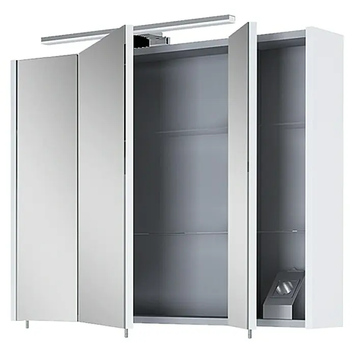 Riva Vulcano LED-Spiegelschrank - 100 x 61,8 cm, Mit Beleuchtung, Spanplatte, Weiß - Rechte Seitenansicht