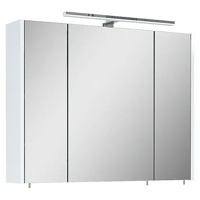 Riva Vulcano Kupaonski ormarić s LED ogledalom - 80 x 61,8 cm, S osvjetljenjem, Iveral, Bijele boje - Pogled s lijeve strane