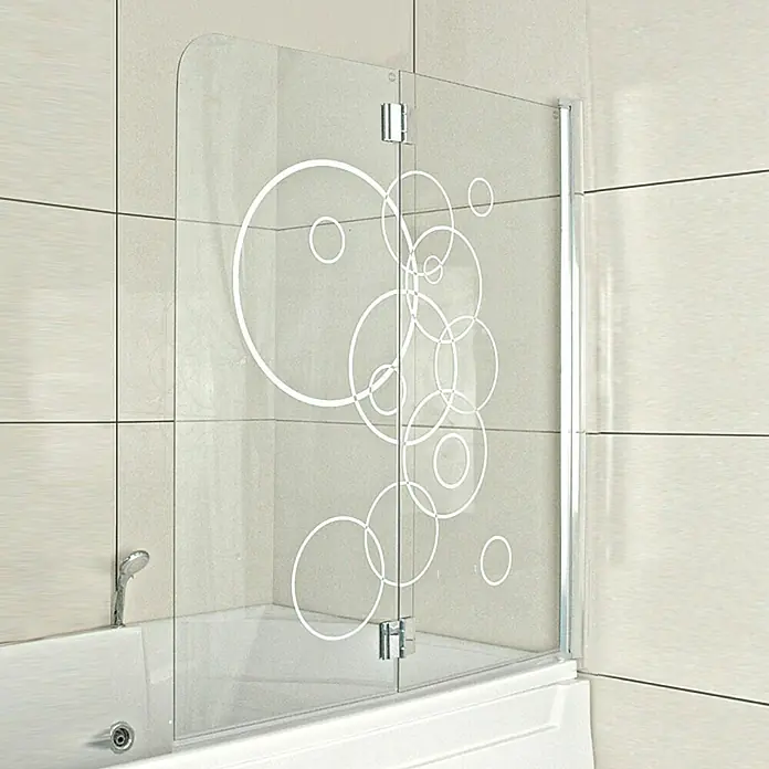 Corniche Pregrada za kadu Circles - 125 x 140 cm, 2-dij., Srebrne boje