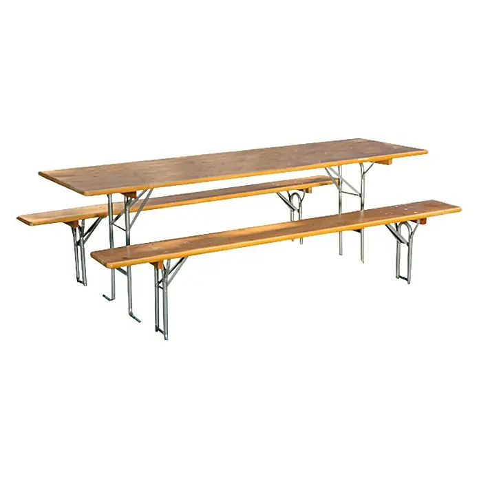 Sunfun Conjunto cervecero - 3 piezas, L. × an.: 220 × 70 cm, Marrón natural/plata